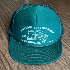 Vintage 1995 Antique Tractor Show Port Hope MI Green Trucker Hat Cap